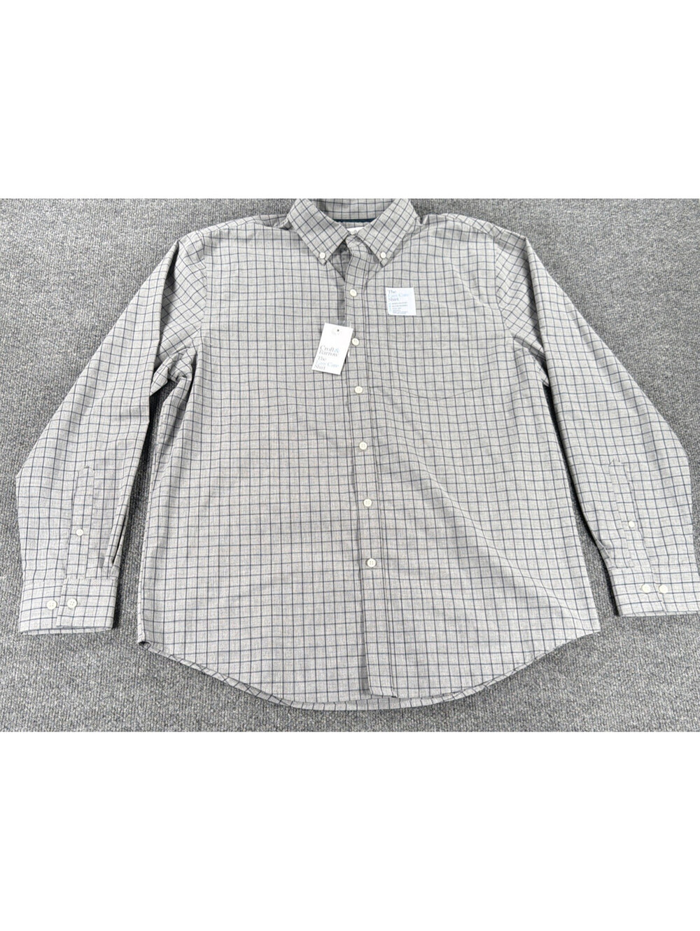 NWT-Croft & Barrow Easy Care Grey Window Checked LS Dress Shirt-Men' Large